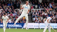 AP Photo : New Zealand's Kyle Jamieson celebrates taking the wicket of England's Jamie Smith during the first day of the test match between England and New Zealand at Lord's cricket ground. 