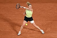 Diana Shnaider Vs Maja Chwalinska, French Open 2026 In Pics: See Best Photos From Roland Garros Semi-Final | Photo: AP/Emma Da Silva : Poland's Maja Chwalinska returns to Russia's Diana Shnaider during the semifinal tennis match at the French Open in Paris.