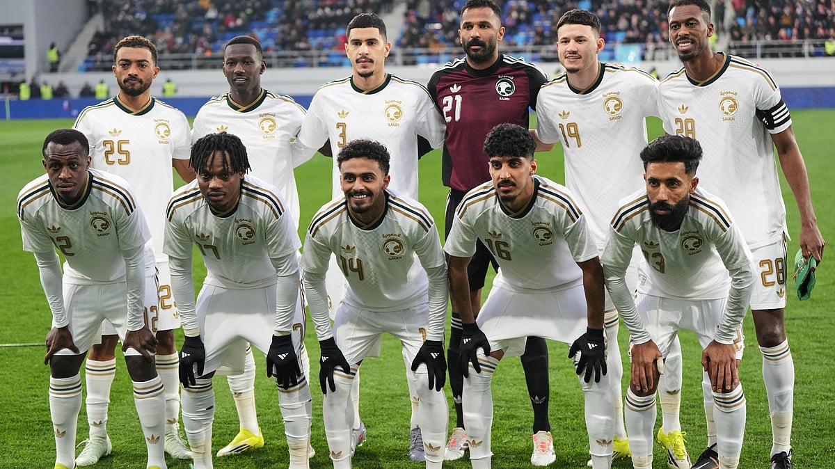 Saudi Arabia players pose for a team photo before the international friendly soccer match between Serbia and Saudi Arabia in Backa Topola, Serbia. - AP Photo