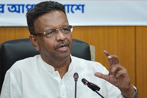 TMC leader Firhad Hakim speaks with the media after resigning as the mayor of the Kolkata Municipal Corporation (KMC), in Kolkata, West Bengal.