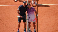 Alexander Zverev Vs Flavio Cobolli LIVE Score, French Open Final: German Wins Third Set As Italian Falters | Photo: AP/Aurelien Morissard : Flavio Cobolli of Italy, right, and Alexander Zverev of Germany pose for a picture before their men's final match at the French Open tennis tournament in Paris.