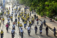 Day In Pics: June 07, 2026 | Photo: PTI : People ride bicycles during 'Fit India Cyclothon' organised to mark 'World Bicycle Day', in Patna.