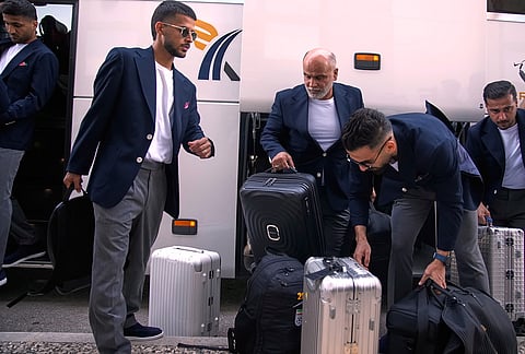 Iran's players arrive at Antalya airport, southern Turkey, before departing to Tijuana, Mexico, for the World Cup soccer tournament. 