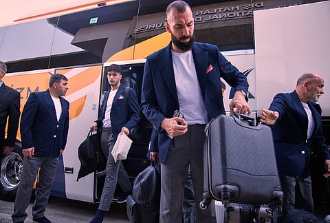 Iran's players arrive at Antalya airport, southern Turkey before departing to Tijuana, Mexico, for the World Cup soccer tournament.