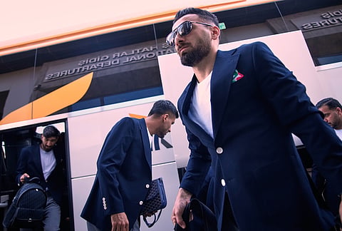 Iran's players arrive at Antalya airport, southern Turkey, before departing to Tijuana, Mexico, for the World Cup soccer tournament.
