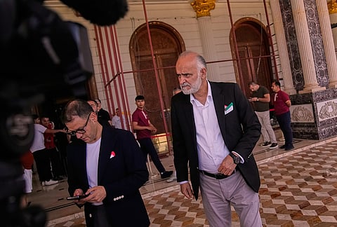 Iran's Football Federation Vice President Mehdi Mohammed Nabi and team's players leave to Antalya airport, southern Turkey, before departing to Tijuana, Mexico, for the World Cup soccer tournament. 