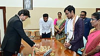 Praggnanandhaa Rewarded With Rs. 50 Lakhs By Vijay, The TN CM Joins Chessboard Celebrations The Hindu : TN CM Vijay In The Frame Playing Chess With R Pragganandhaa