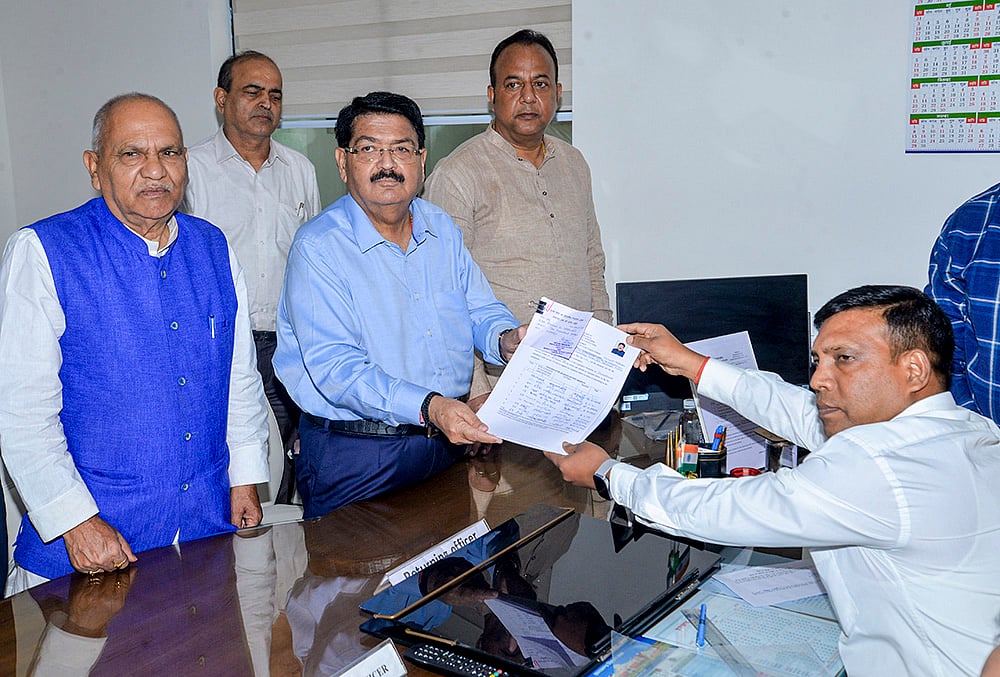 Parminal Nathwani files his nomination papers for RS polls