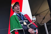 Monaco Grand Prix 2026 F1 Main Race: Teen Star Kimi Antonelli Registers Fifth Straight Win | Photo: AP/Fatima Shbair : Mercedes driver Andrea Kimi Antonelli, of Italy, celebrates on the podium after winning the Formula One Monaco Grand Prix race at the Monaco racetrack.