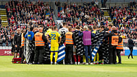 Christian Eriksen Heart Condition: A Timeline Of His Playing Career And Near-Death Experience AP : Players from Denmark and Ukraine form a circle around Denmark's player Christian Eriksen after he collapsed during the international friendly soccer match between Denmark and Ukraine in Odense, Denmark, Sunday, June 7, 2026.