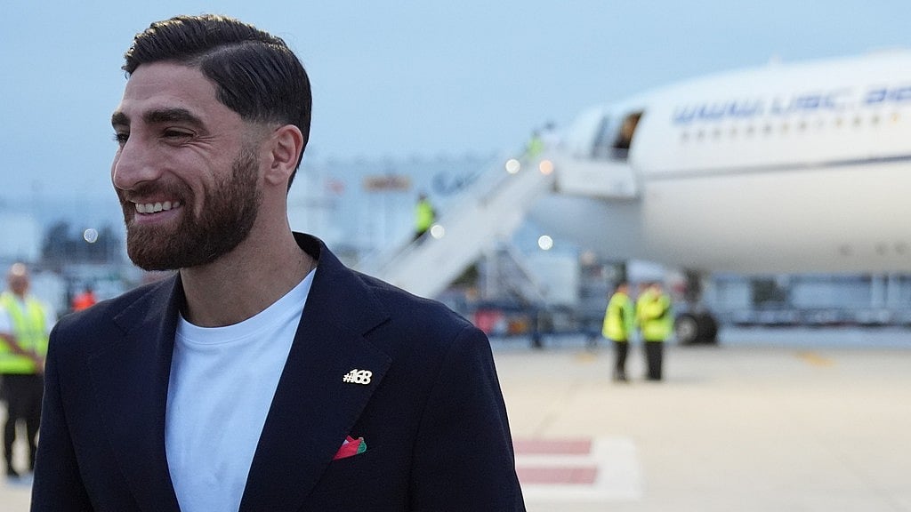 Iran football team Pay tribute to airstrikes victims as they arrive in Mexico for the FIFA World Cup 2026. - AP Photo/Gregory Bull