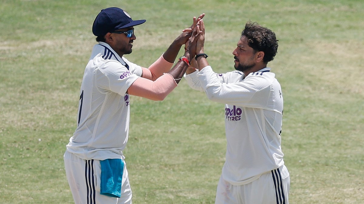 Kuldeep Yadav dismisses Rahmanullah Gurbaz to pick up 2nd wicket for India on Monday, June 8. - X/BCCI