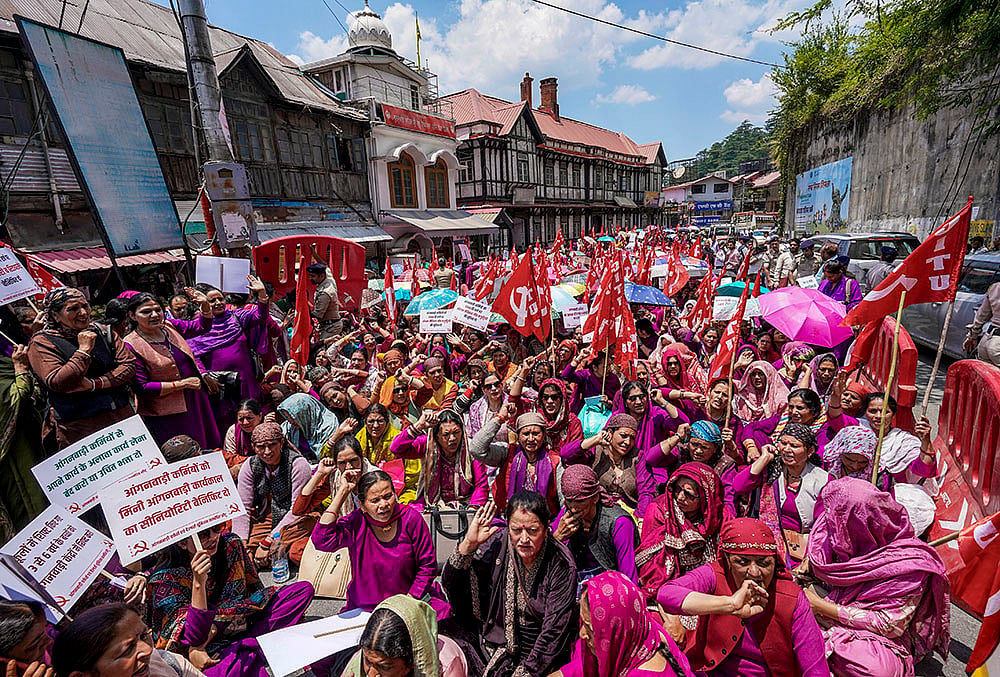 Anganwadi workers protest in Shimla