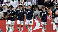 AP Photo : Argentina forward Lautaro Martínez (22) reacts after he scored on a penalty kick against Honduras during the first half of an international friendly soccer match.