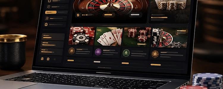 Laptop displaying online casino dashboard layout