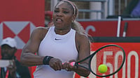 Serena Williams Victorious In Comeback Match At Queen’s Club AP Photo : Serena Williams of the United States, hits a return as she and playing partner Victoria Mboko of Canada play against Nicole Melichar-Martinez of Canada and Erin Routliffe of New Zealand during their first round doubles match at the Queen's Club tennis championships in London.
