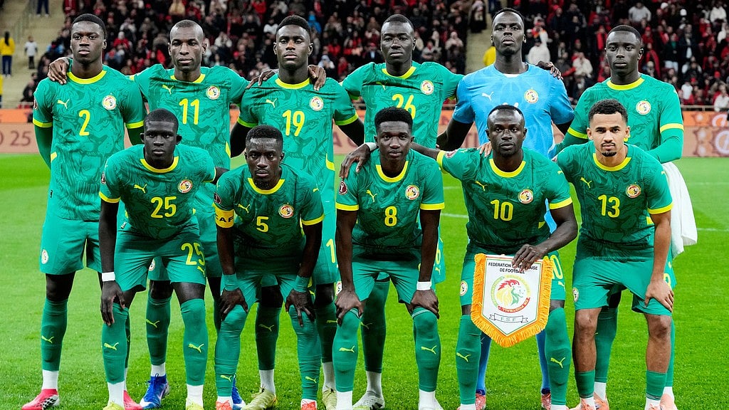 Senegal players pose for a team photo ahead of the Africa Cup of Nations final soccer match between Senegal and Morocco, in Rabat, Morocco. - AP Photo
