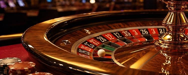 Roulette wheel spinning with ball on zero pocket