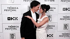 Justin Trudeau, left, and Katy Perry attend the "Katy Perry: The Lifetimes Tour - Live from Paris" world premiere at the OKX Theater at BMCC Tribeca Performing Arts Center during the Tribeca Festival on Monday, May 8, 2026, in New York. - (Photo by Charles Sykes/Invision/AP)