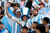 AP/Butch Dill : Fans cheer before the first half of an international friendly match between Argentina and Iceland