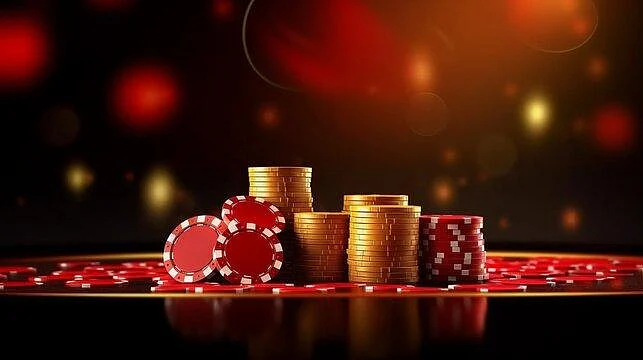Casino illustration with roulette wheel and cards