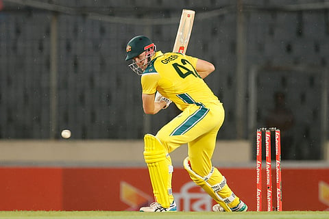 Australia's Cameron Green plays a shot during the first one day international cricket match between Australia and Bangladesh in Mirpur, Bangladesh, Tuesday, June 9, 2026. ()