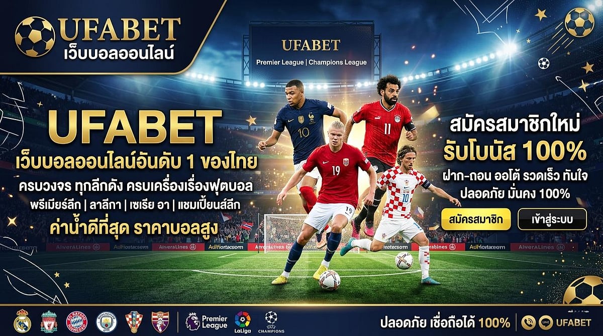 UFABET banner featuring top international soccer stars
