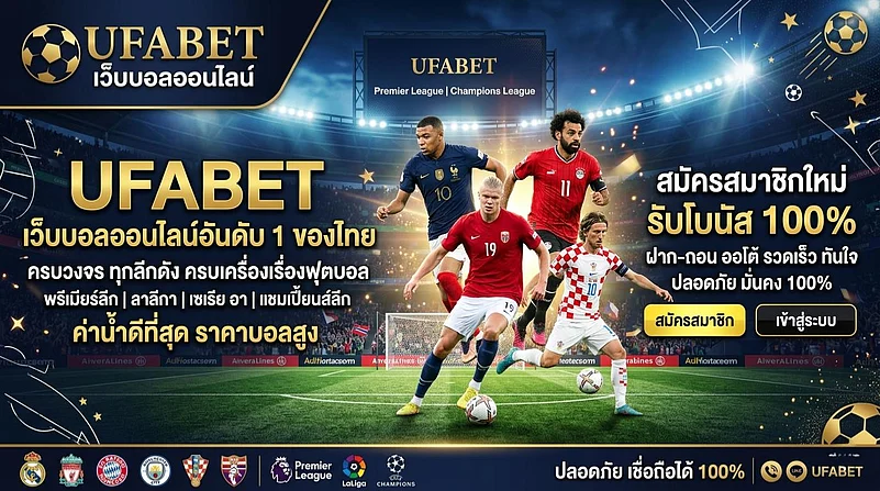 UFABET banner featuring top international soccer stars
