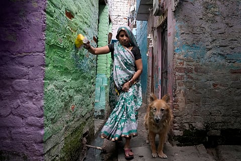 Narrow lanes in GP Seva Basti in Shalimar Bagh.