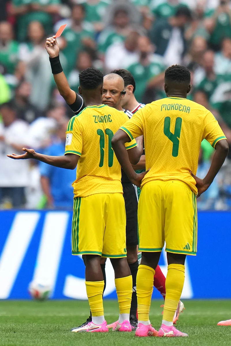 Mexico vs south Africa fifa world cup 2026 group a Themba Zwane red card AP photo