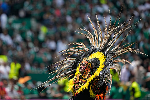 Performers on the pitch during the opening ceremony before the start of the World Cup Group A soccer match between Mexico and South Africa in Mexico City