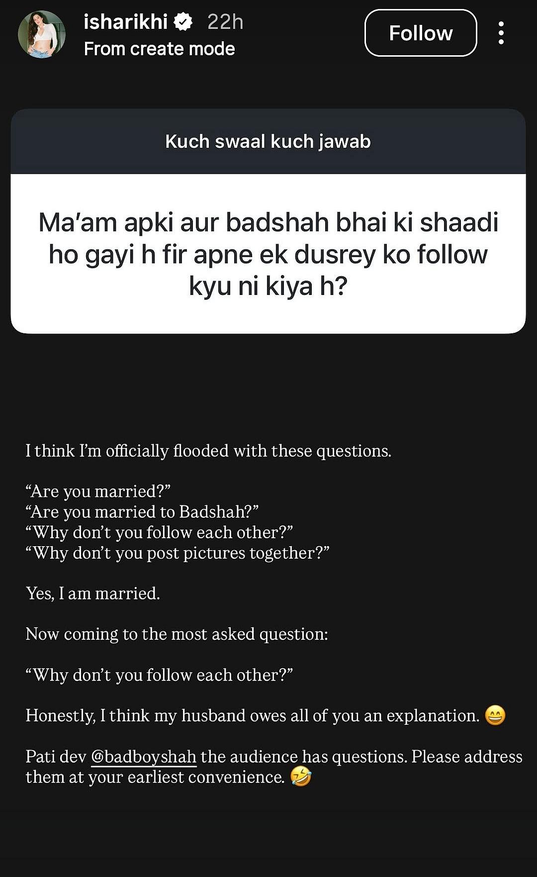Isha Rikhis post