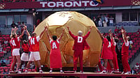 (Frank Gunn/The Canadian Press via AP) : Dancers perform during the opening ceremony before the World Cup Group B soccer match between Canada and Bosnia, Friday, June 12, 2026, in Toronto. 