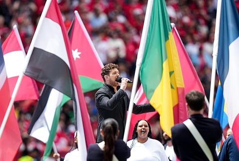 Canadian singer Michael Buble performs before the World Cup Group B soccer match between Canada and Bosnia, Friday, June 12, 2026, in Toronto.