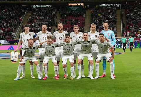 Members of the Czechia team pose for a photo before the World Cup Group A soccer match against South Korea in Zapopan, near Guadalajara, Mexico, Thursday, June 11, 2026