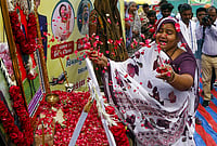 | Photo: PTI  : Sita Ben Patni, mother of Akash Patni who died in the Air India AI-171 plane crash on June 12, 2025, mourns as she pays tribute to her son at the crash site on its first anniversary, in Ahmedabad, Gujarat.