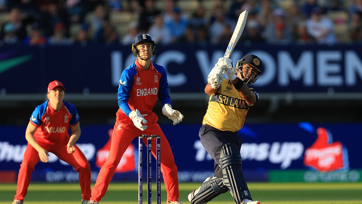 Sri Lanka's Chamari Athapaththu during the ICC Women's T20 World Cup, Group 2 match between England and Sri Lanka, at Edgbaston, Birmingham, England, Friday June 12, 2026.  - (Nigel French/PA via AP)