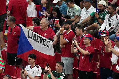 Czechia fans cheer before the World Cup Group A soccer match between South Korea and Czechia in Zapopan, near Guadalajara, Mexico, Thursday, June 11, 2026.