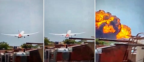 This combo image shows the sequence of the Air India plane crash, in this file photo dated Thursday, June 12, 2025. 