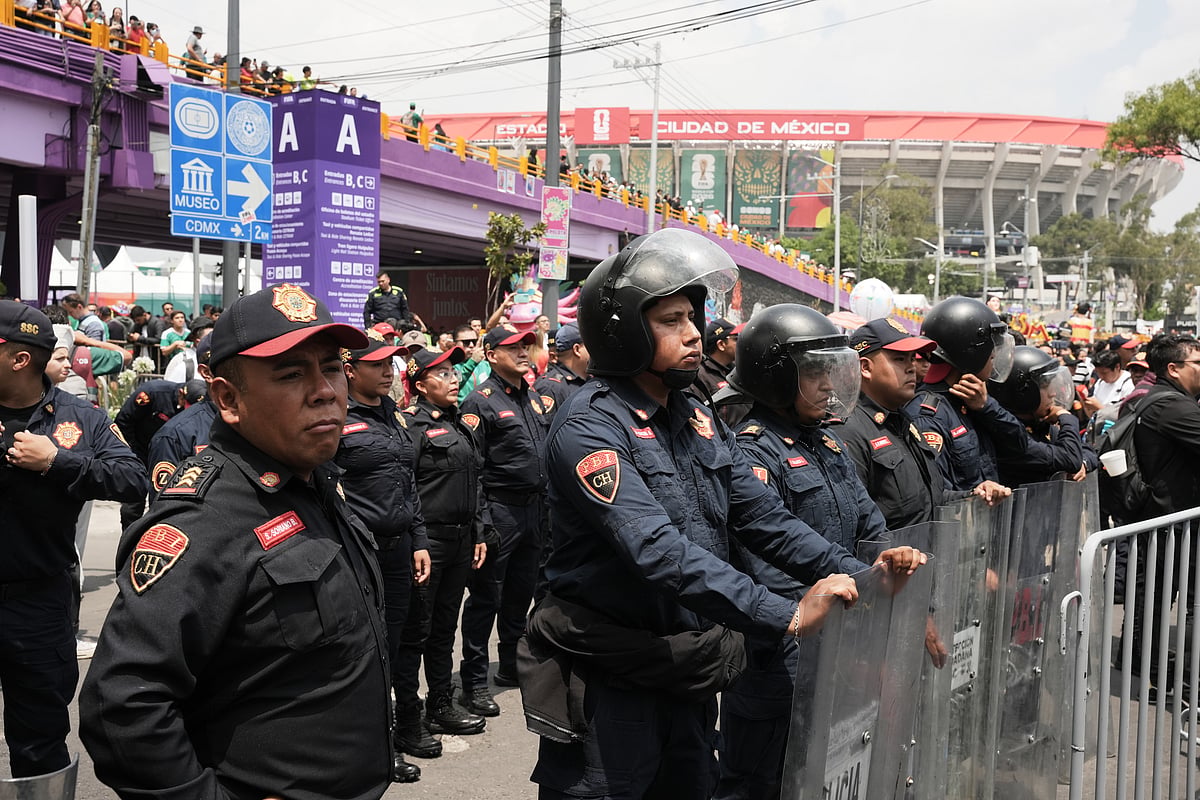 Mexico vs south Africa fifa world cup 2026 group a match Mexico City police guard ap photo