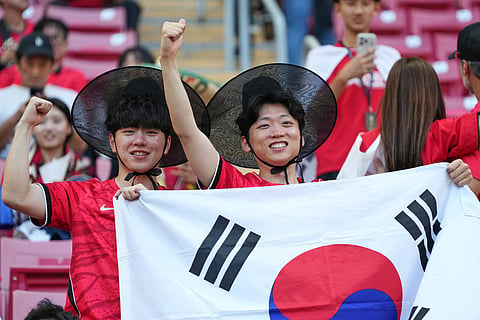 South Korean fans react ahead of the World Cup Group A soccer match between South Korea and Czechia in Zapopan, near Guadalajara, Mexico, Thursday, June 11, 2026