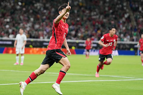 South Korea's Hwang In-beom celebrates after scoring the equaliser against Czechia during their FIFA World Cup 2026, Group A match in Zapopan, near Guadalajara, Mexico, Thursday, June 11, 2026.