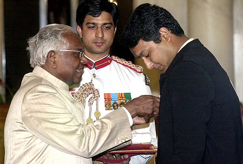 Jaspal Rana, the Asian Games gold medallist shooter who later guided Manu Bhaker to her historic double bronze-medal feat at the Paris Olympics as a coach, died at the age of 49 at a Delhi hospital on Thursday night, June 11, 2026. Then President K R Narayanan confers the Padma Shri award upon shooter Jaspal Rana during the investiture ceremony at the Rashtrapati Bhavan, in New Delhi, in this file photo dated Wednesday, March 27, 2002. 