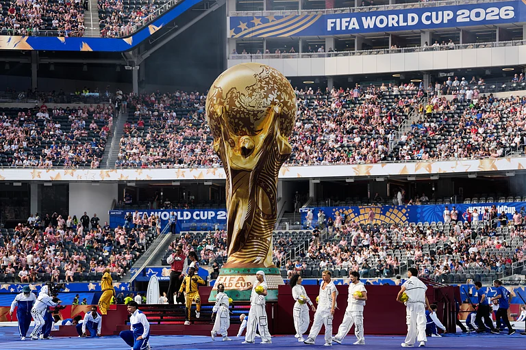 Future and Tyla, center, perform during the opening ceremony for the FIFA World Cup 2026, Group D match between the United States and Paraguay in Inglewood, Calif., near Los Angeles, Friday, June 12, 2026. - AP Photo/Andre Penner