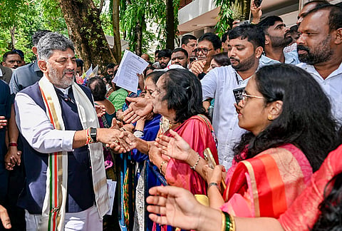 Karnataka Chief Minister DK Shivakumar during an interaction with citizens, in Bengaluru, Karnataka. 