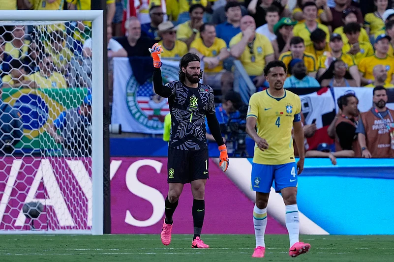 Brazil Vs Morocco FIFA World Cup 2026 Group C Alisson Becker Reacts AP Photo