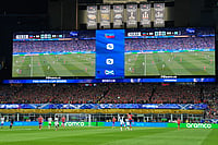 AP Photo/Martin Meissner : Players compete for the ball during the World Cup Group C soccer match between Haiti and Scotland in Foxborough, Mass., near Boston, Saturday, June 13, 2026.