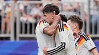 Germany Vs Curacao, FIFA World Cup 2026: Kai Havertz Brace Powers GER To 7-1 Rout Of Debutants (AP Photo/Karen Warren) : Germany's Kai Havertz celebrates with teammate Jonathan Tah, left, after scoring his side's third goal during the World Cup Group E soccer match between Germany and Curacao in Houston, Sunday, June 14, 2026.