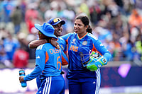 India Vs Pakistan, ICC Women's T20 World Cup: IND-W Secure Comprehensive 64-Run Win At Edgbaston | Photo: Jacob King/PA via AP) : India's Deepti Sharma celebrates taking the final wicket during the ICC Women's T20 World Cup, Group 1 cricket match between India and Pakistan in Birmingham, England.