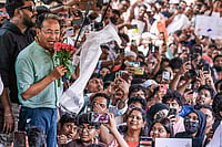 | Photo: PTI : Activist Sonam Wangchuk addresses a gathering during a protest staged by Cockroach Janta Party and other organisations, demanding the resignation of Union Education Minister Dharmendra Pradhan over the NEET paper leak and the irregularities related to the CBSE’s on-screen marking system, at Dharna Chowk, in Hyderabad, Telangana.